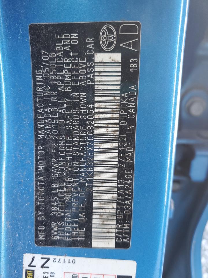 2007 Toyota Corolla Matrix Xr VIN: 2T1KR32EX7C682054 Lot: 92172055