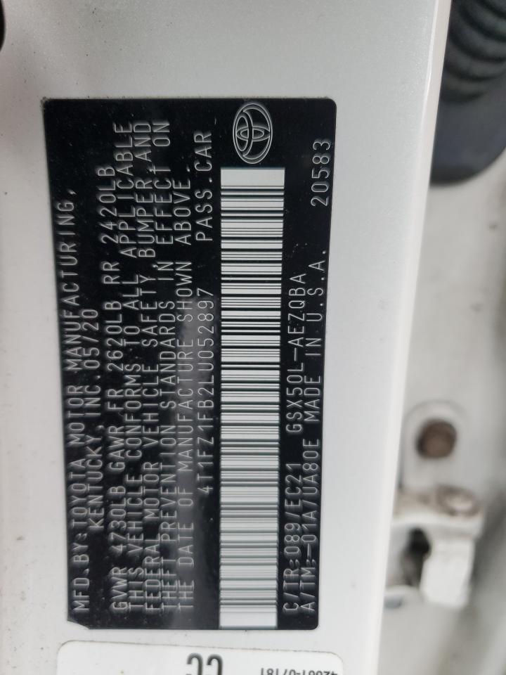 2020 Toyota Avalon Xse VIN: 4T1FZ1FB2LU052897 Lot: 91601745