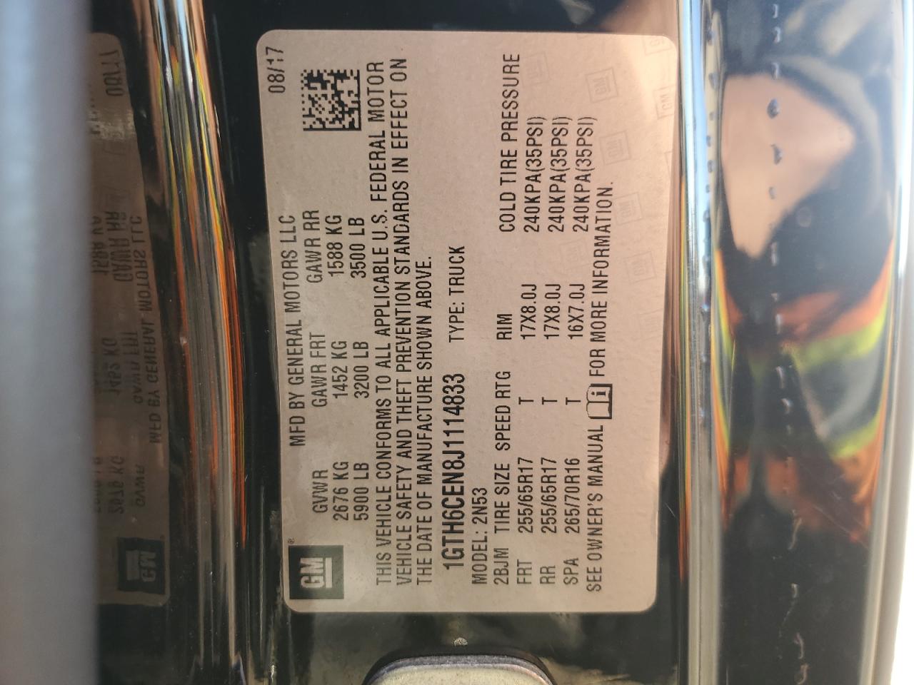 2018 GMC Canyon Sle VIN: 1GTH6CEN8J1114833 Lot: 91665875