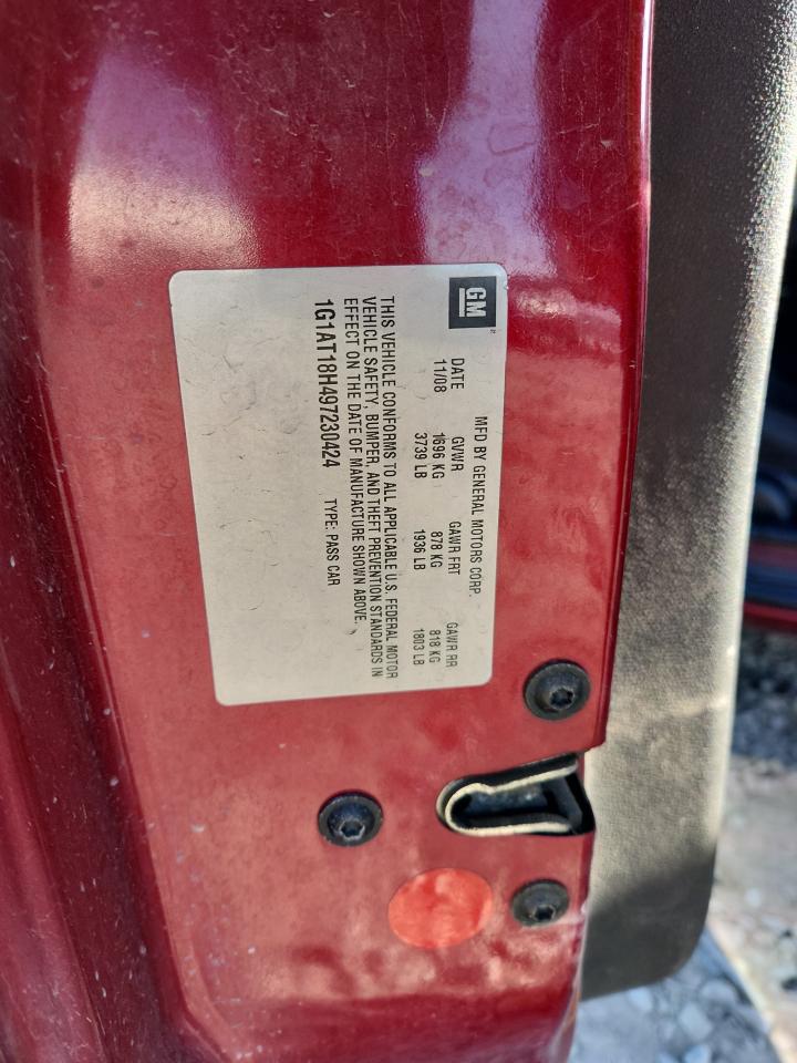 2009 Chevrolet Cobalt Lt VIN: 1G1AT18H497230424 Lot: 92264445