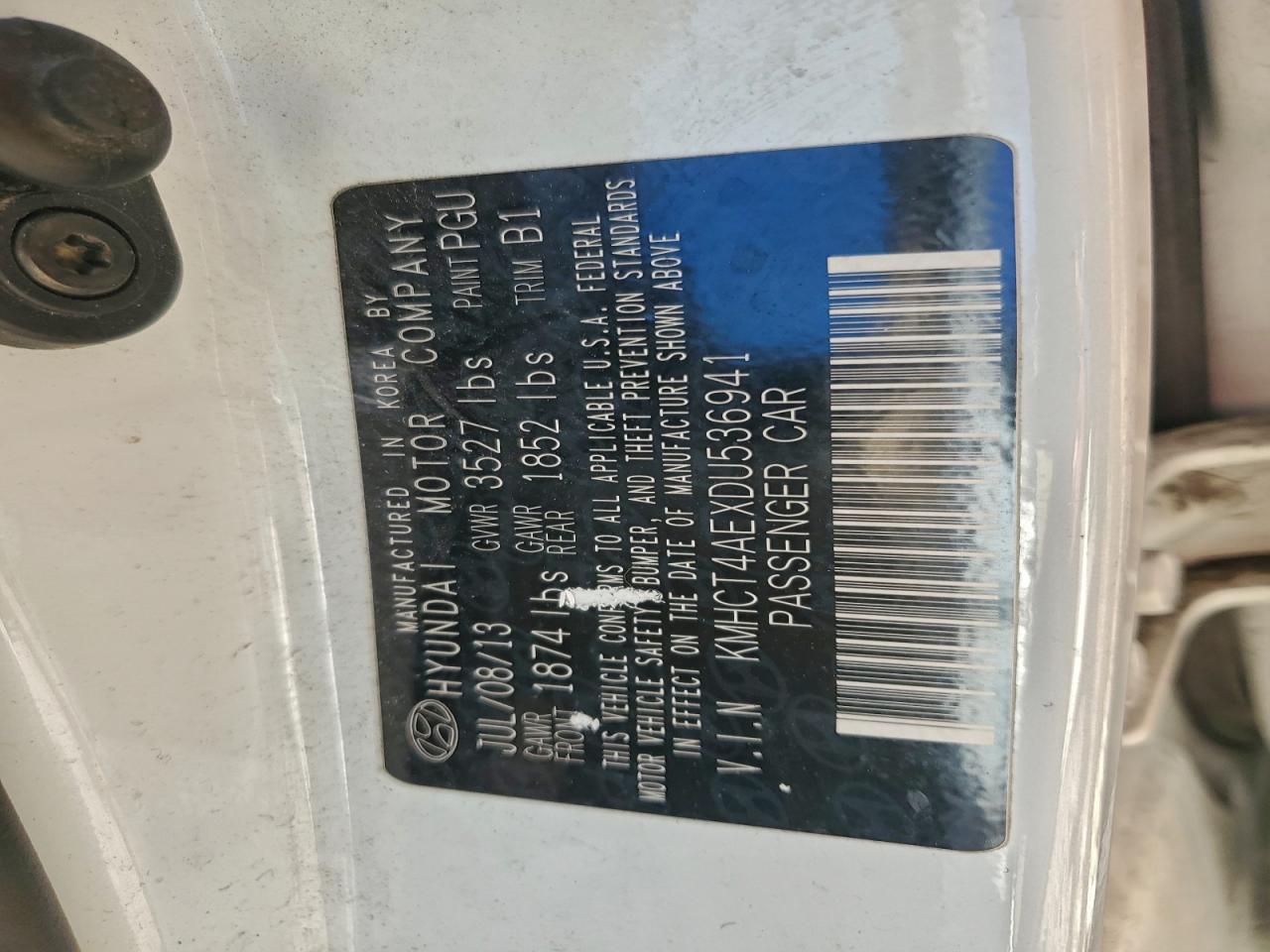 2013 Hyundai Accent Gls VIN: KMHCT4AEXDU536941 Lot: 93669665