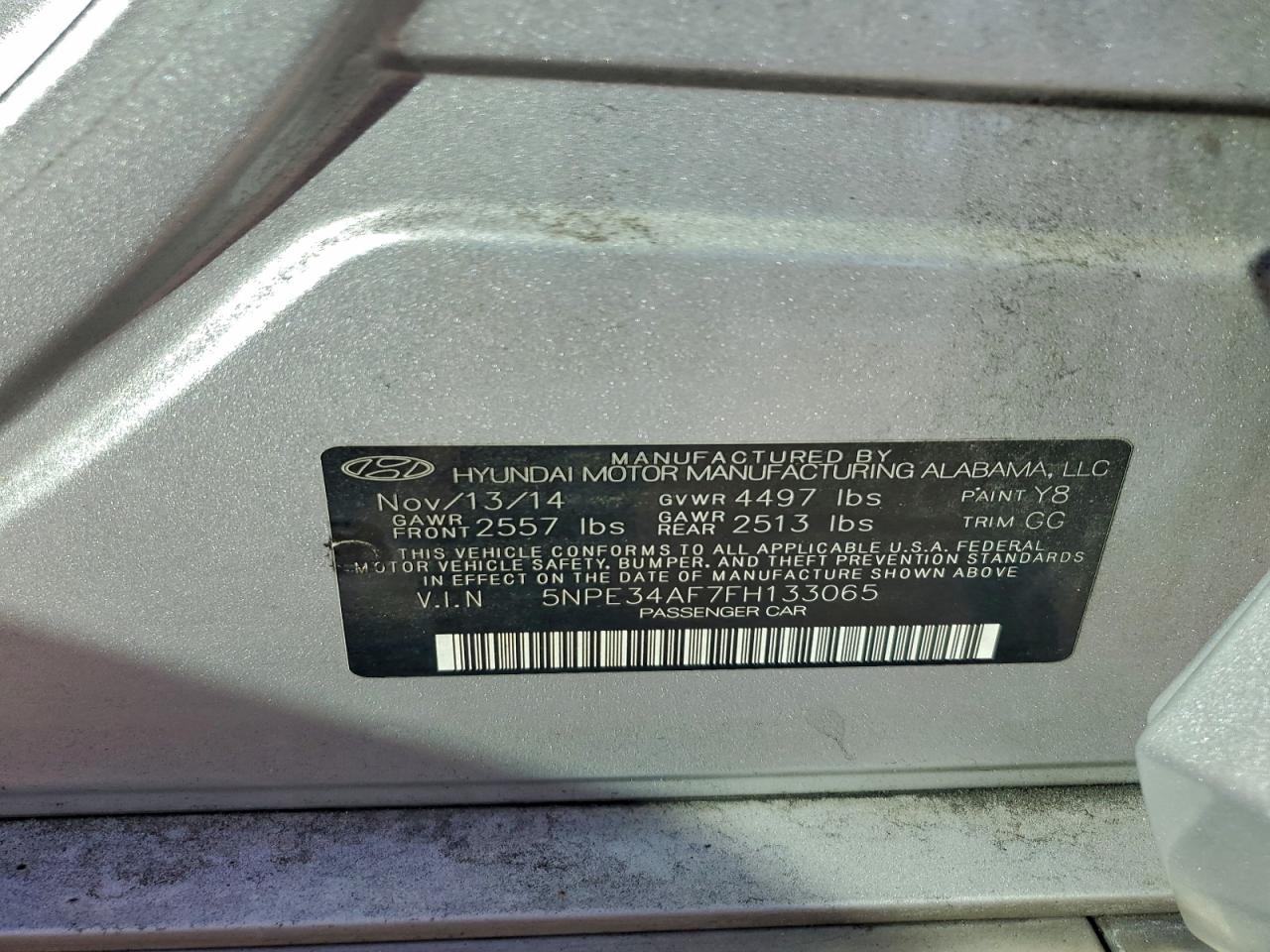 2015 Hyundai Sonata Sport VIN: 5NPE34AF7FH133065 Lot: 94445455