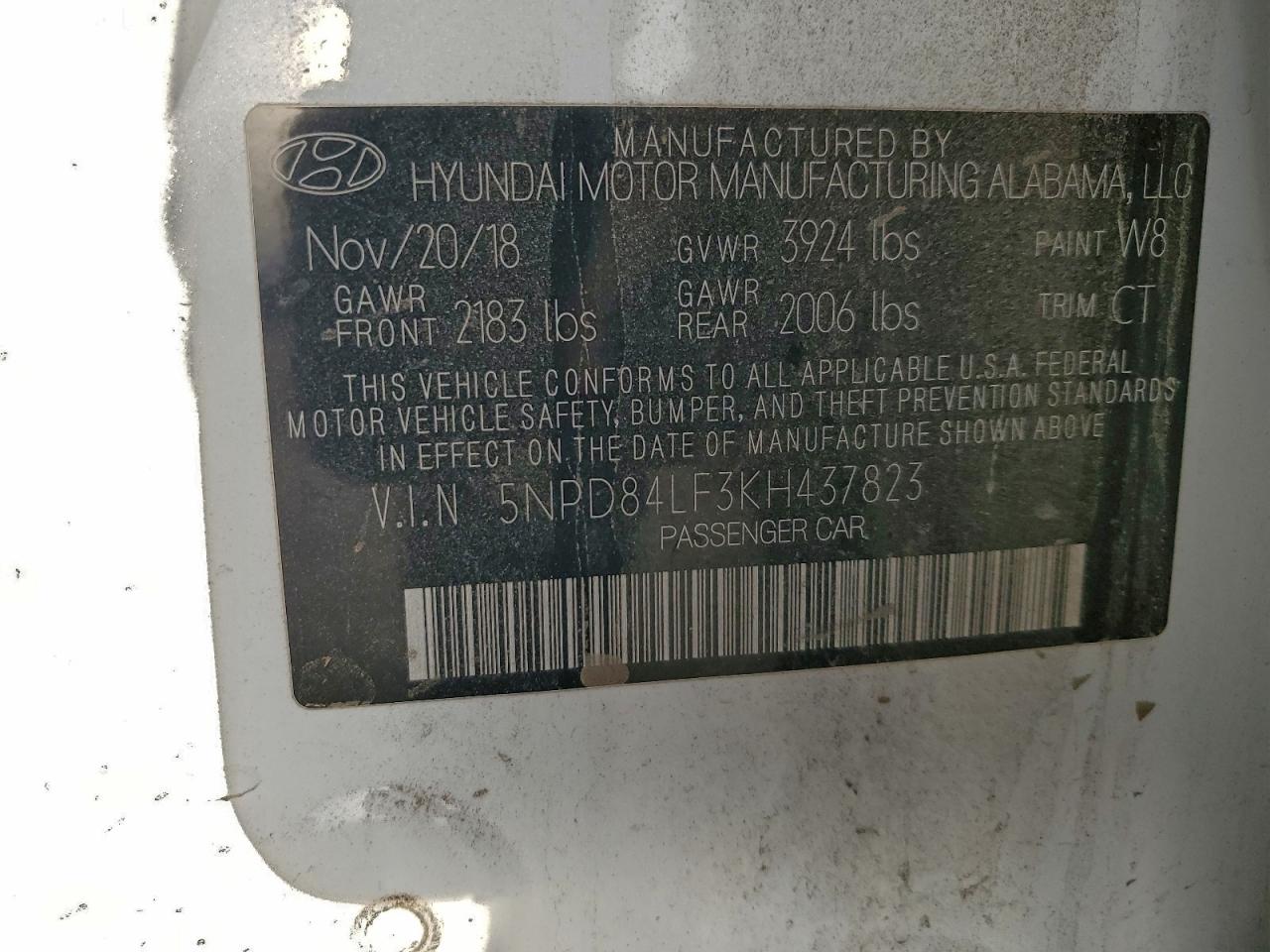 2019 Hyundai Elantra Sel VIN: 5NPD84LF3KH437823 Lot: 94184395