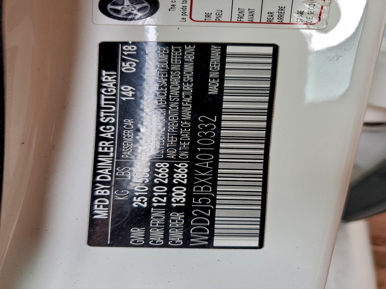 2019 Mercedes-Benz Cls 450 VIN: WDD2J5JBXKA010332 Lot: 93714235