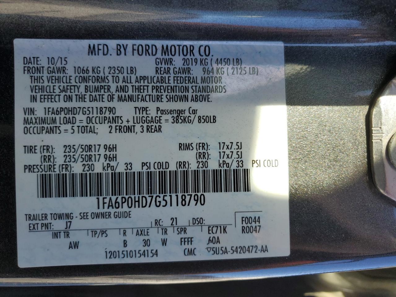 2016 Ford Fusion Se VIN: 1FA6P0HD7G5118790 Lot: 92352525