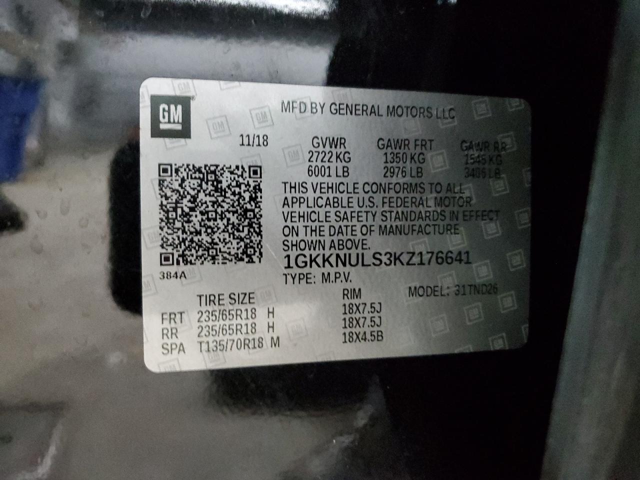 2019 GMC Acadia Slt-1 VIN: 1GKKNULS3KZ176641 Lot: 93062105