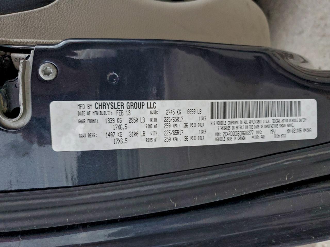 2013 Dodge Grand Caravan Sxt VIN: 2C4RDGCG6DR686277 Lot: 94650095