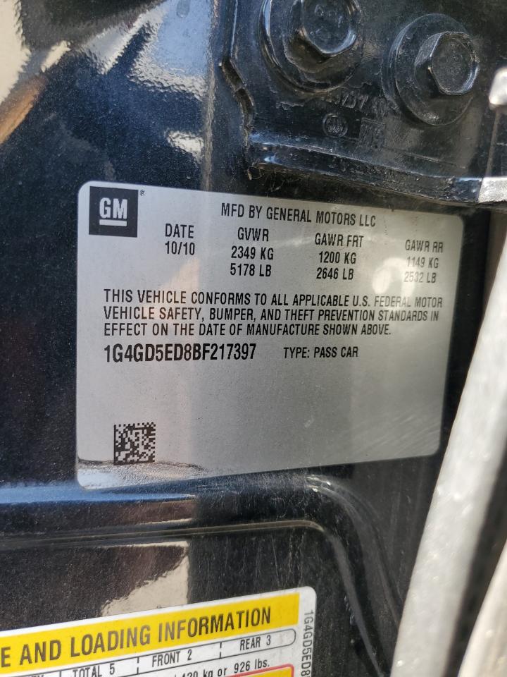 2011 Buick Lacrosse Cxl VIN: 1G4GD5ED8BF217397 Lot: 92350455