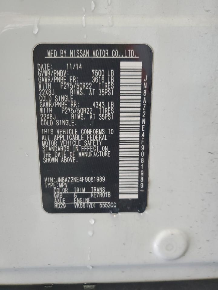 2015 Infiniti Qx80 VIN: JN8AZ2NE4F9081989 Lot: 93112395