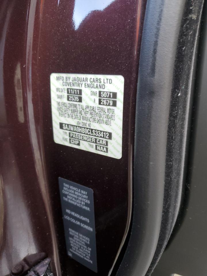 2012 Jaguar Xf Portfolio VIN: SAJWA0HB0CLS33412 Lot: 91864495