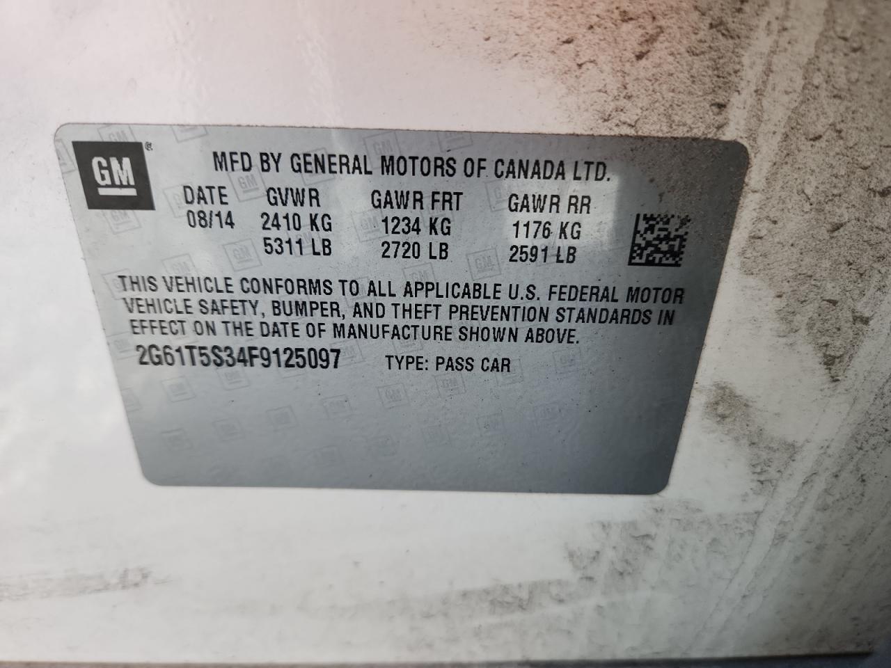 2015 Cadillac Xts Platinum VIN: 2G61T5S34F9125097 Lot: 92305555