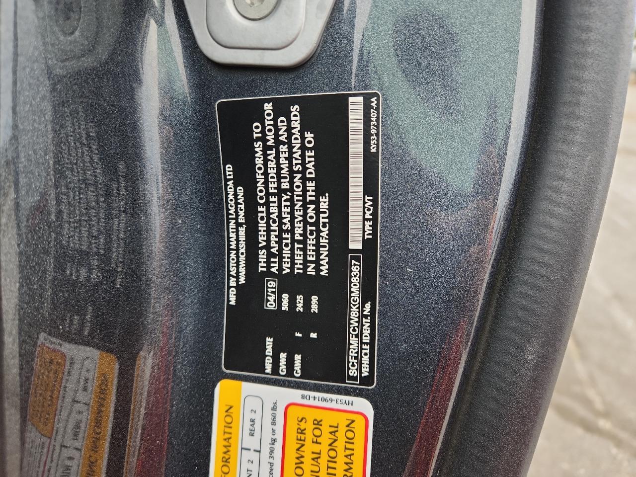 SCFRMFCW8KGM08367 2019 Aston Martin Db11