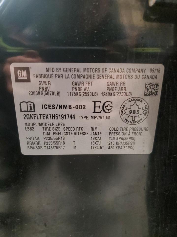 2017 GMC Terrain Sle VIN: 2GKFLTEK7H6191744 Lot: 89614125