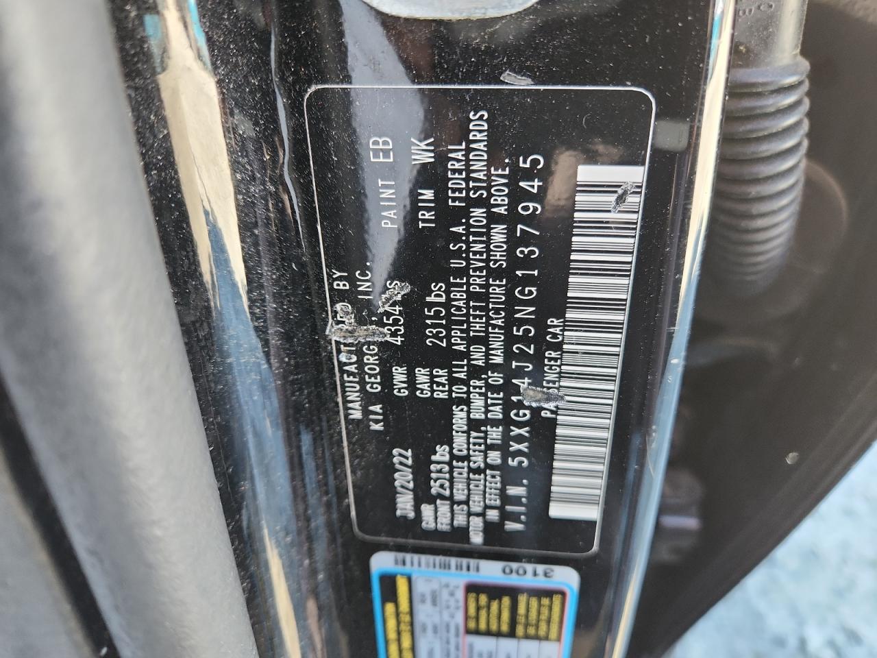 2022 Kia K5 Lxs VIN: 5XXG14J25NG137945 Lot: 91074775