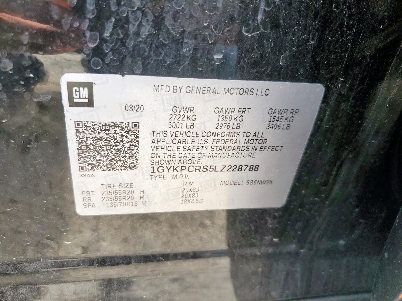 2020 Cadillac Xt6 Premium Luxury VIN: 1GYKPCRS5LZ228788 Lot: 93518505