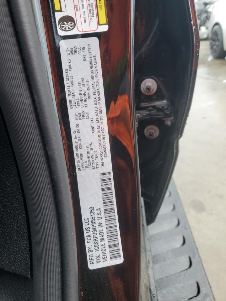 2023 Ram 1500 Trx VIN: 1C6SRFU94PN551353 Lot: 92629005