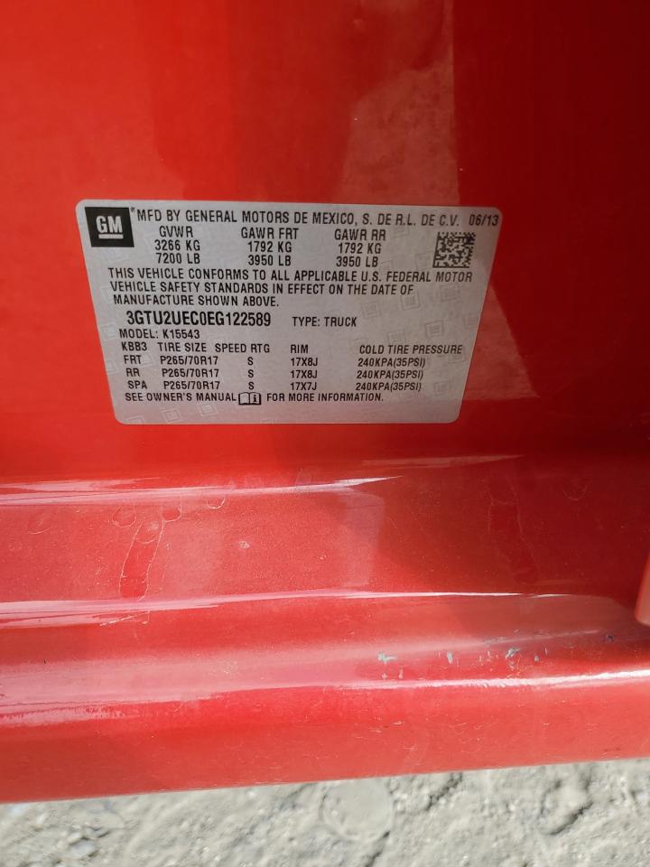 2014 GMC Sierra K1500 Sle VIN: 3GTU2UEC0EG122589 Lot: 93380865