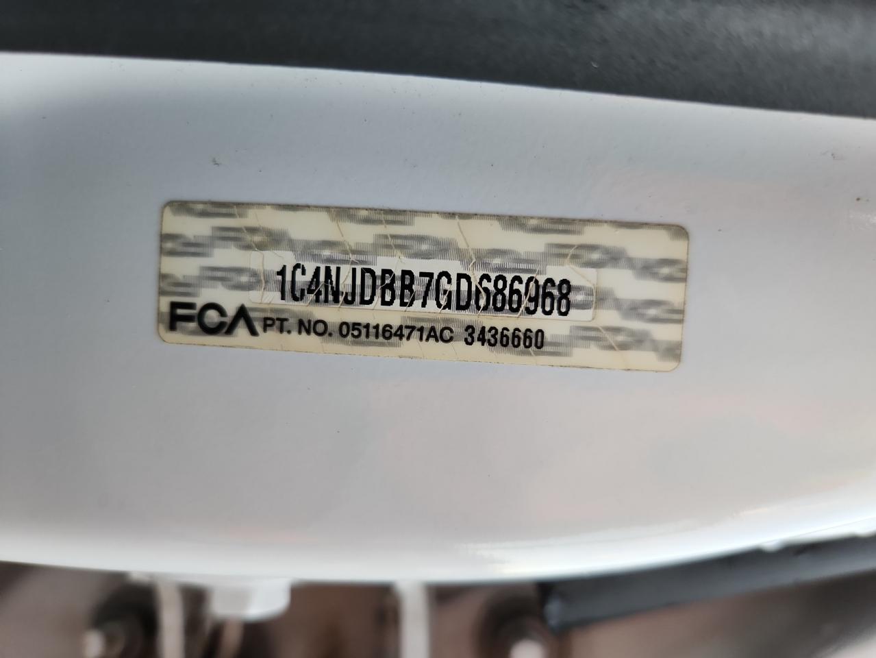 2016 Jeep Compass Sport VIN: 1C4NJDBB7GD686968 Lot: 92476965