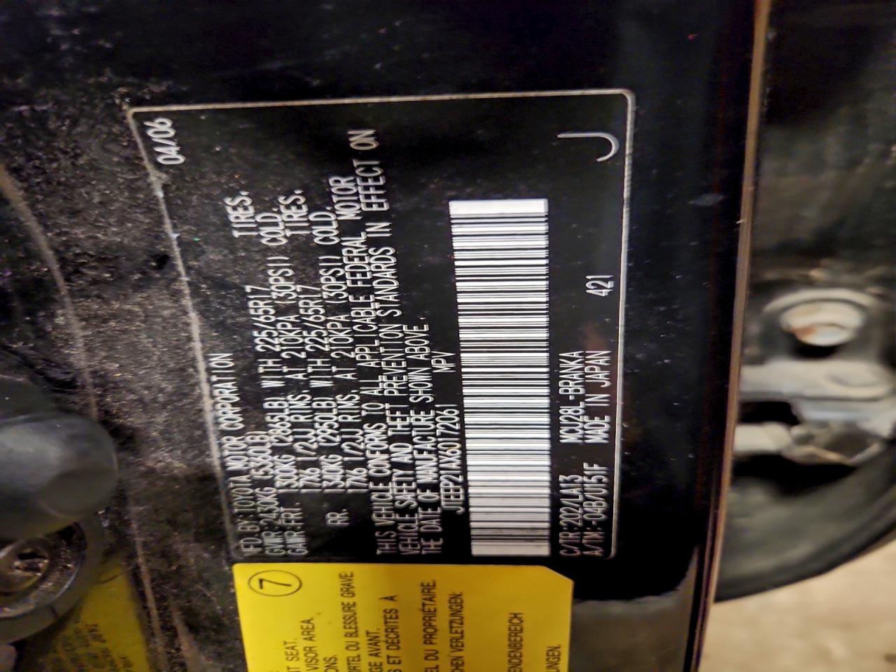 2006 Toyota Highlander Limited VIN: JTEEP21AX60172061 Lot: 93927735