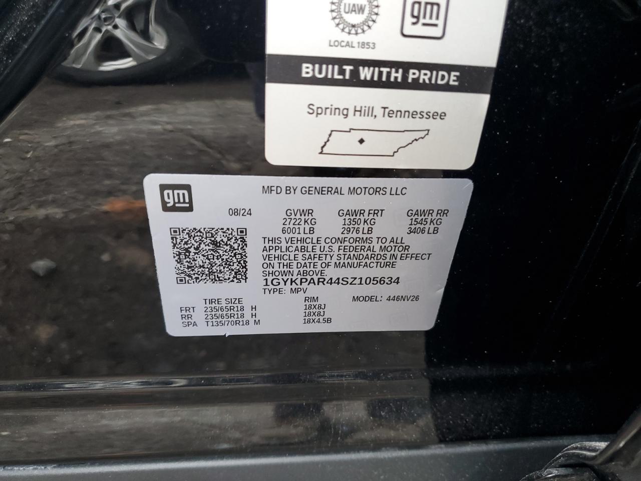 2025 Cadillac Xt6 Luxury VIN: 1GYKPAR44SZ105634 Lot: 91920285