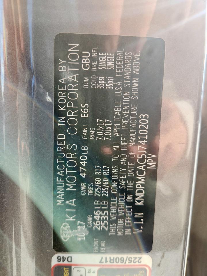 2018 Kia Sportage Lx VIN: KNDPMCAC5J7410203 Lot: 92372865