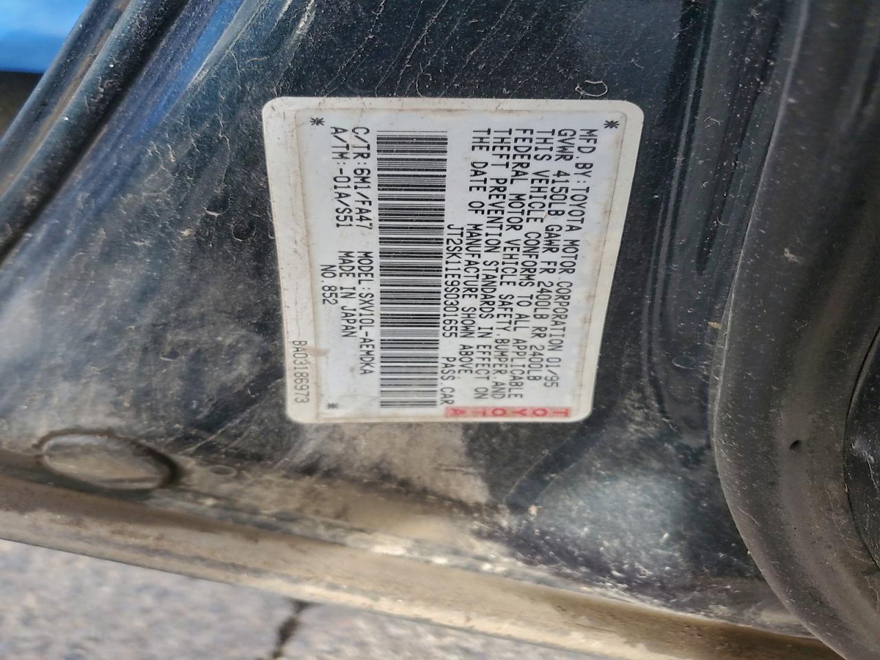 1995 Toyota Camry Dx VIN: JT2SK11E9S0301655 Lot: 94177155