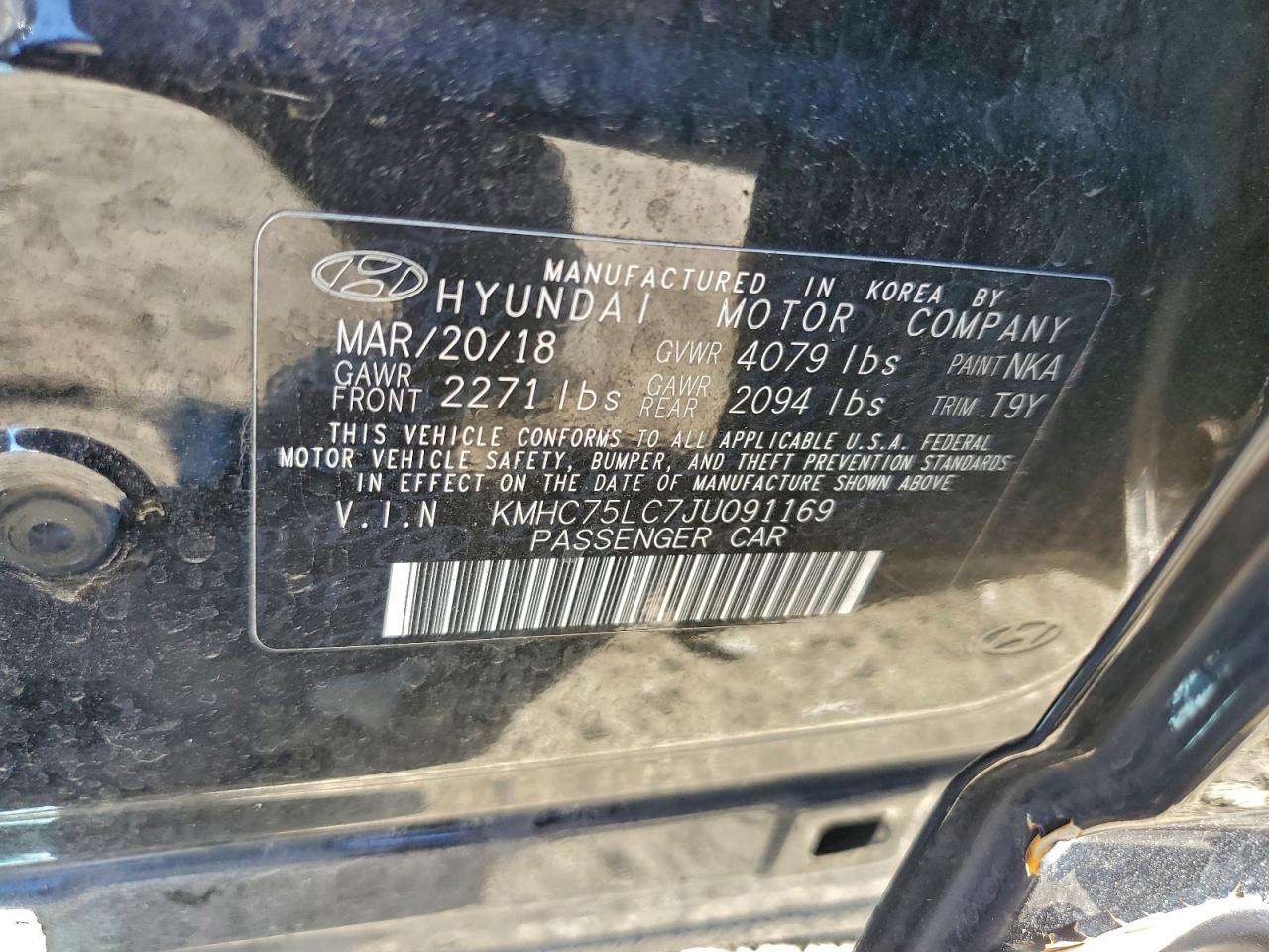 2018 Hyundai Ioniq Sel VIN: KMHC75LC7JU091169 Lot: 93466365