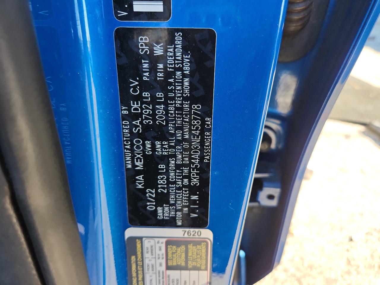 2022 Kia Forte Gt Line VIN: 3KPF54AD3NE458778 Lot: 91486815