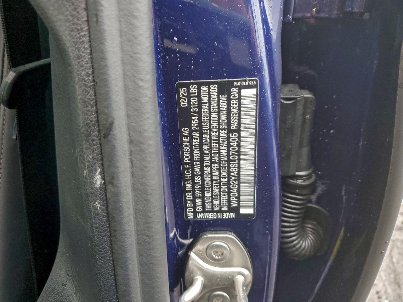 2025 Porsche Panamera Gts VIN: WP0AG2YA8SL070405 Lot: 94112915