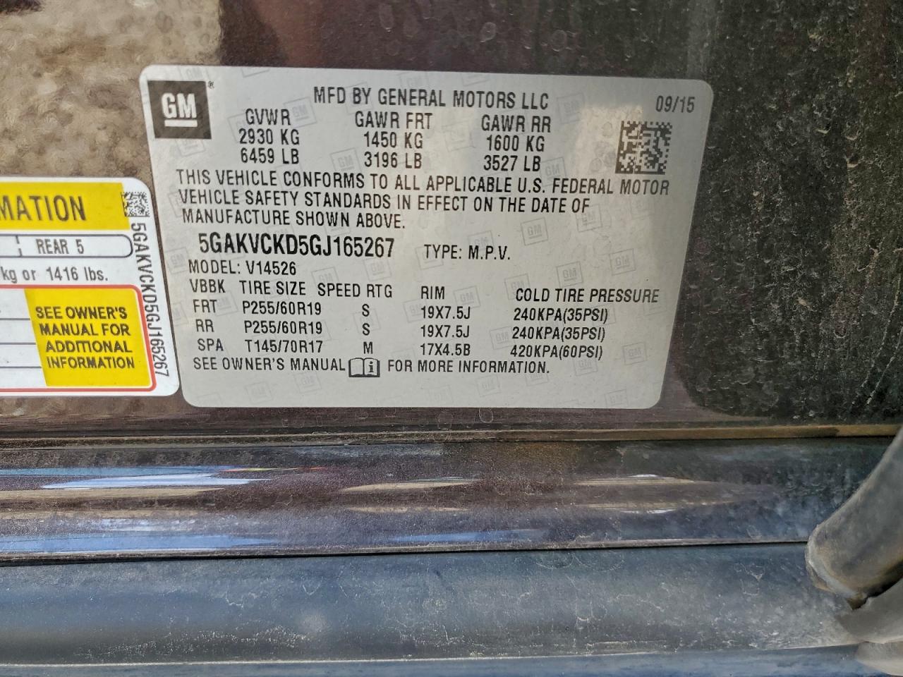 2016 Buick Enclave VIN: 5GAKVCKD5GJ165267 Lot: 94052895