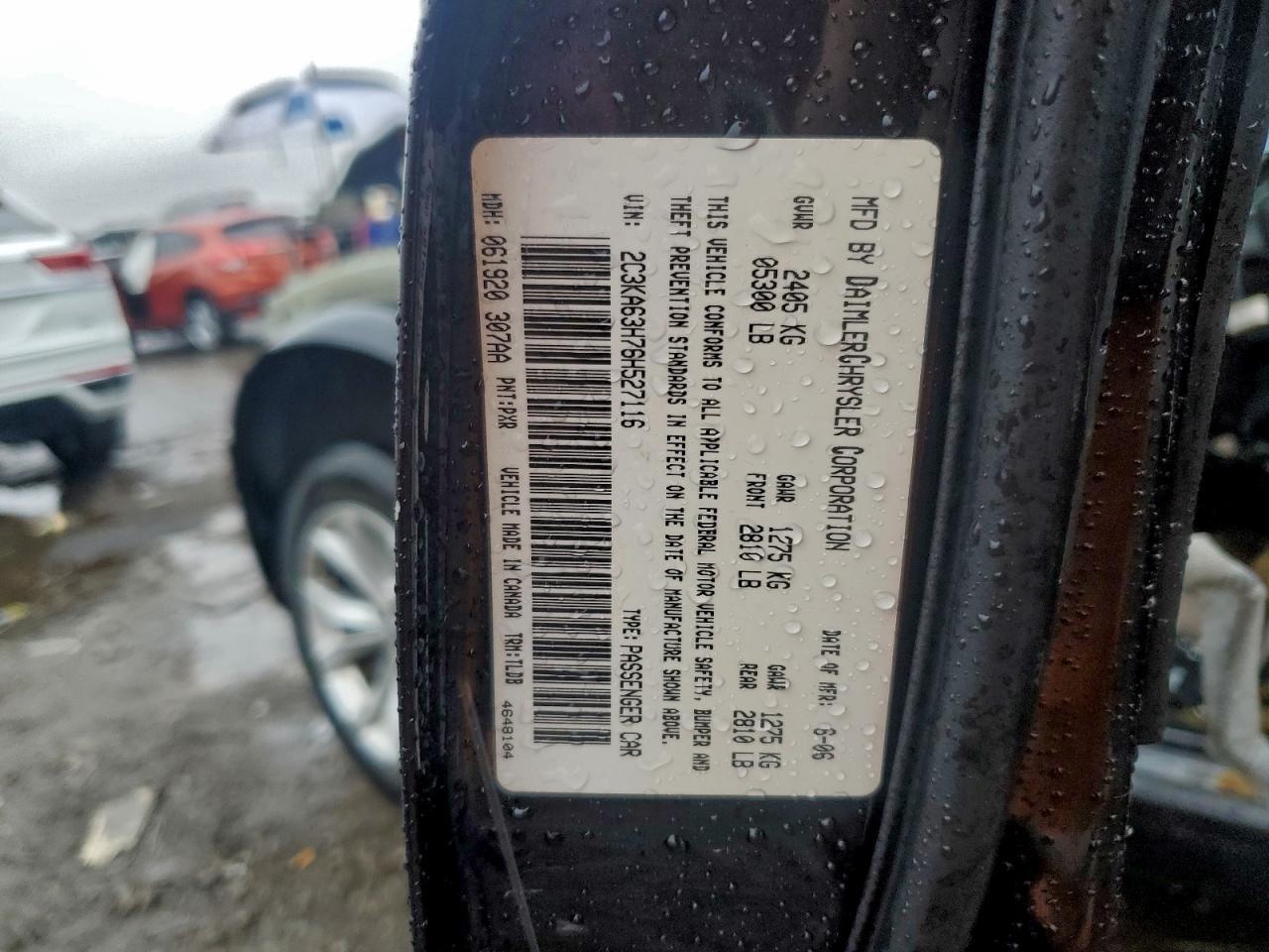 2006 Chrysler 300C VIN: 2C3KA63H76H527116 Lot: 93641995