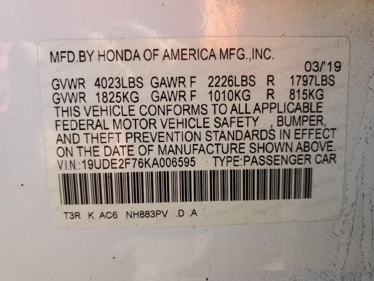 2019 Acura Ilx Premium VIN: 19UDE2F76KA006595 Lot: 91125645