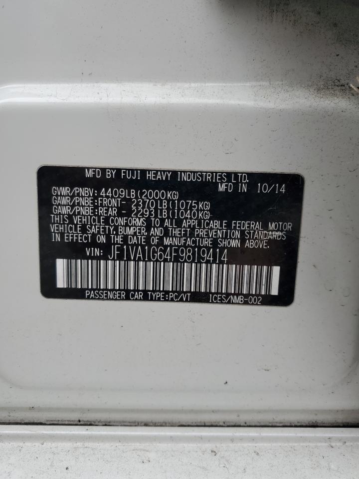 2015 Subaru Wrx Limited VIN: JF1VA1G64F9819414 Lot: 93299835