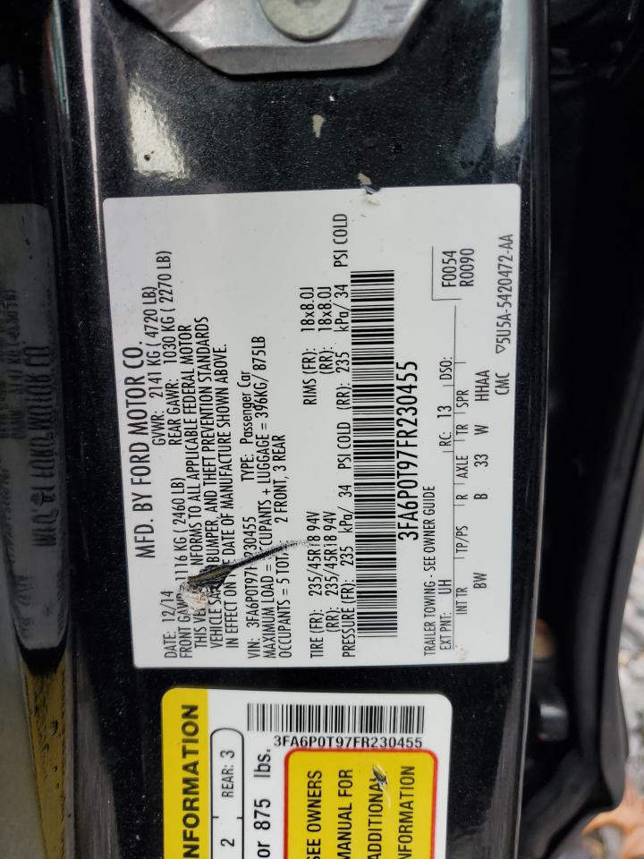 2015 Ford Fusion Se VIN: 3FA6P0T97FR230455 Lot: 90647795