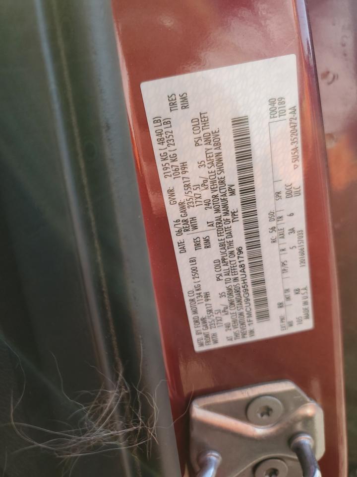 2017 Ford Escape Se VIN: 1FMCU9G95HUA81796 Lot: 95114205