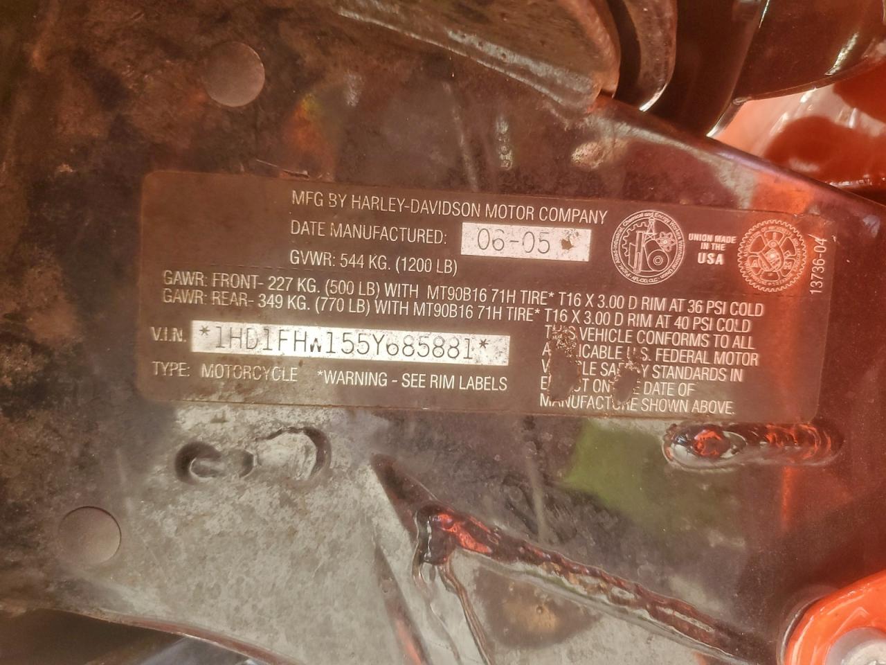 2005 Harley-Davidson Flhpi VIN: 1HD1FHW155Y685881 Lot: 94785705