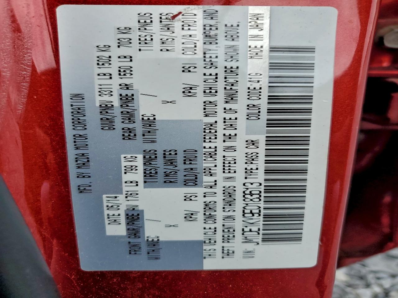 2014 Mazda Mazda2 Sport VIN: JM1DE1KY9E0183613 Lot: 93774965