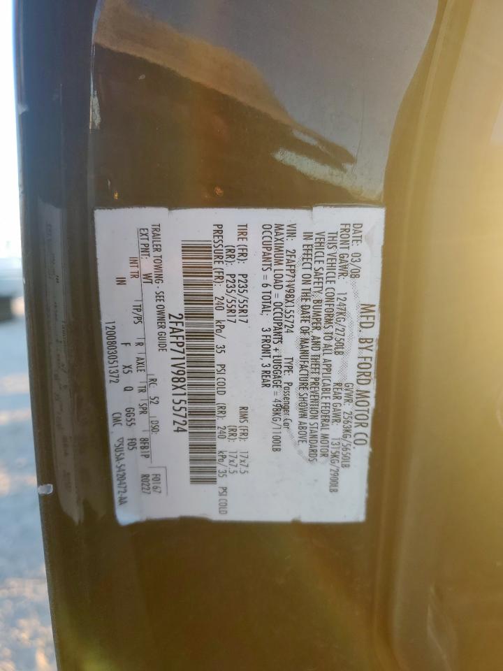 2008 Ford Crown Victoria Police Interceptor VIN: 2FAFP71V98X155724 Lot: 92714575