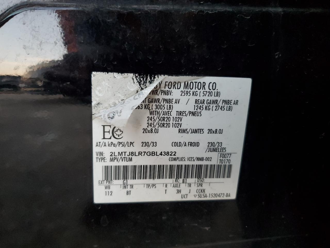 2016 Lincoln Mkx Reserve VIN: 2LMTJ8LR7GBL43822 Lot: 91390525