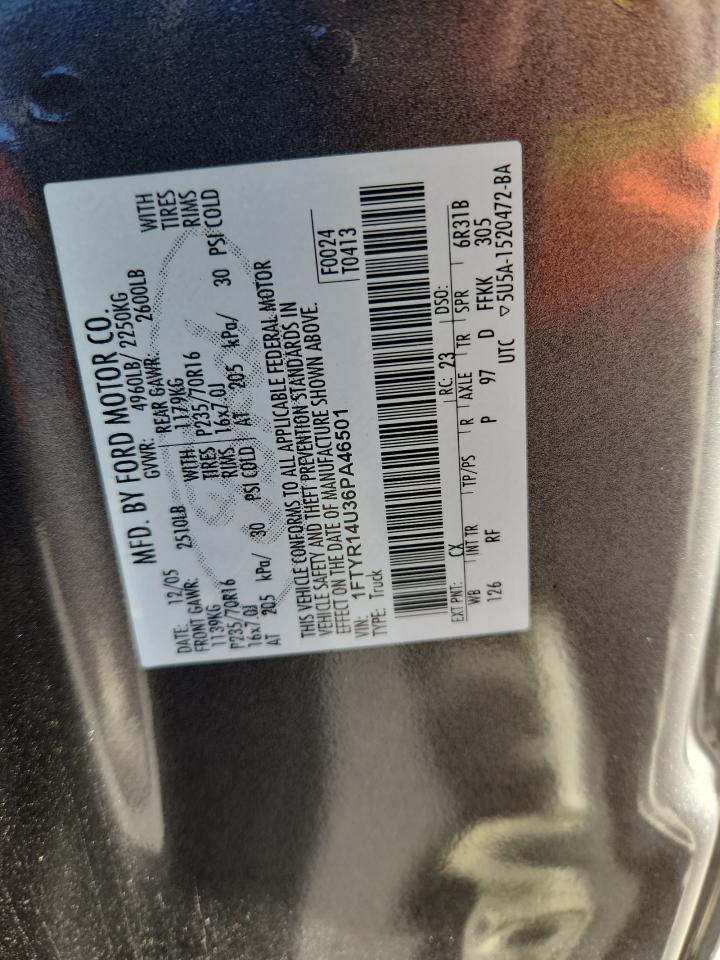 2006 Ford Ranger Super Cab VIN: 1FTYR14U36PA46501 Lot: 91260075