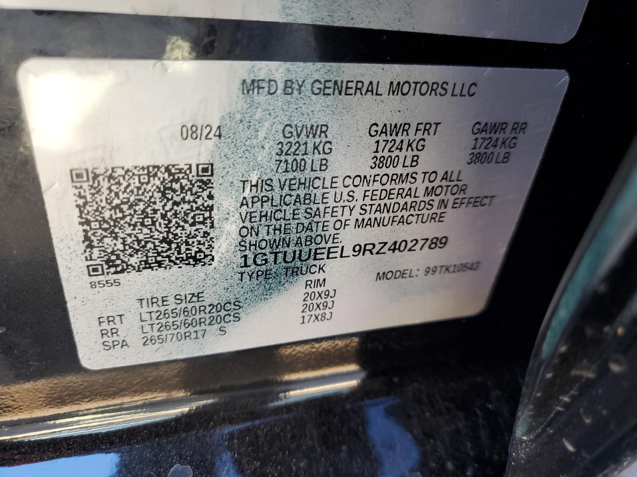 2024 GMC Sierra K1500 At4 VIN: 1GTUUEEL9RZ402789 Lot: 91638075