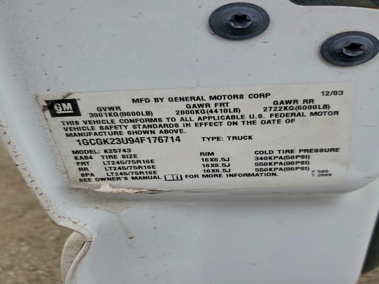 2004 Chevrolet Silverado K2500 VIN: 1GCGK23U94F176714 Lot: 93869615