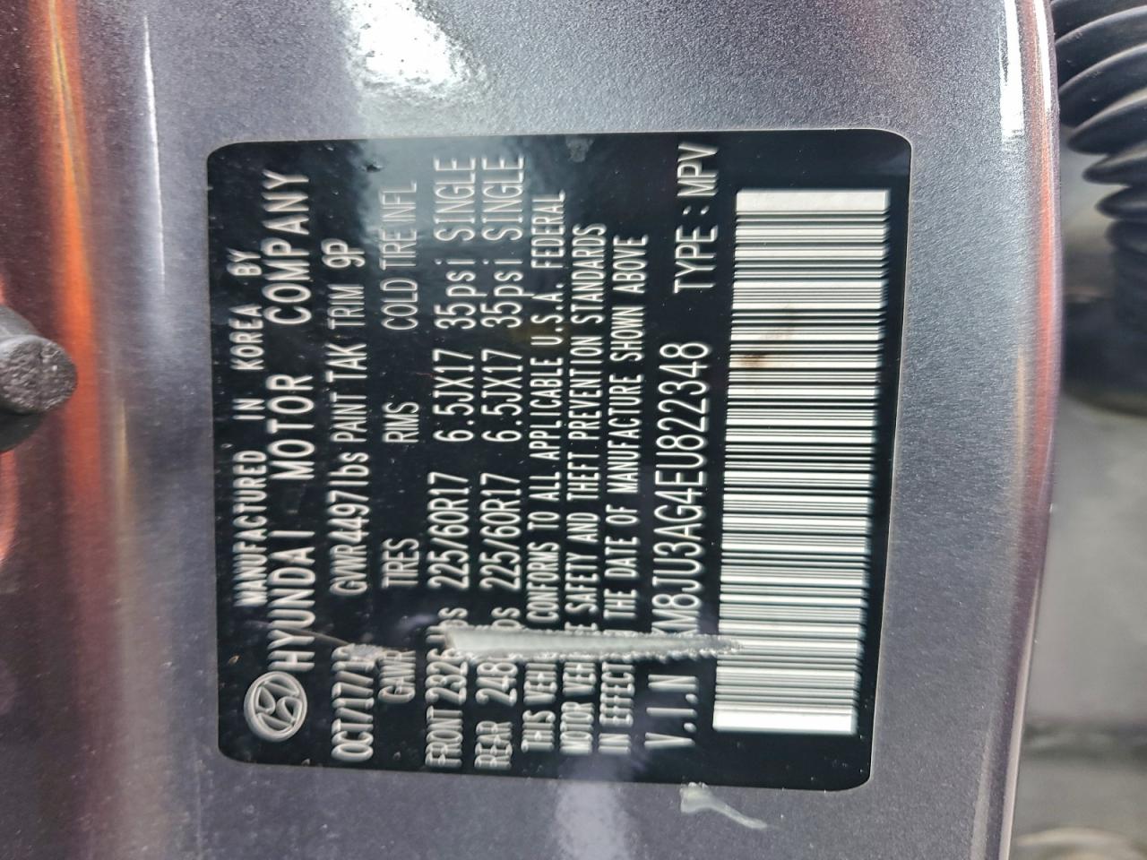 2014 Hyundai Tucson Gls VIN: KM8JU3AG4EU822348 Lot: 91514755