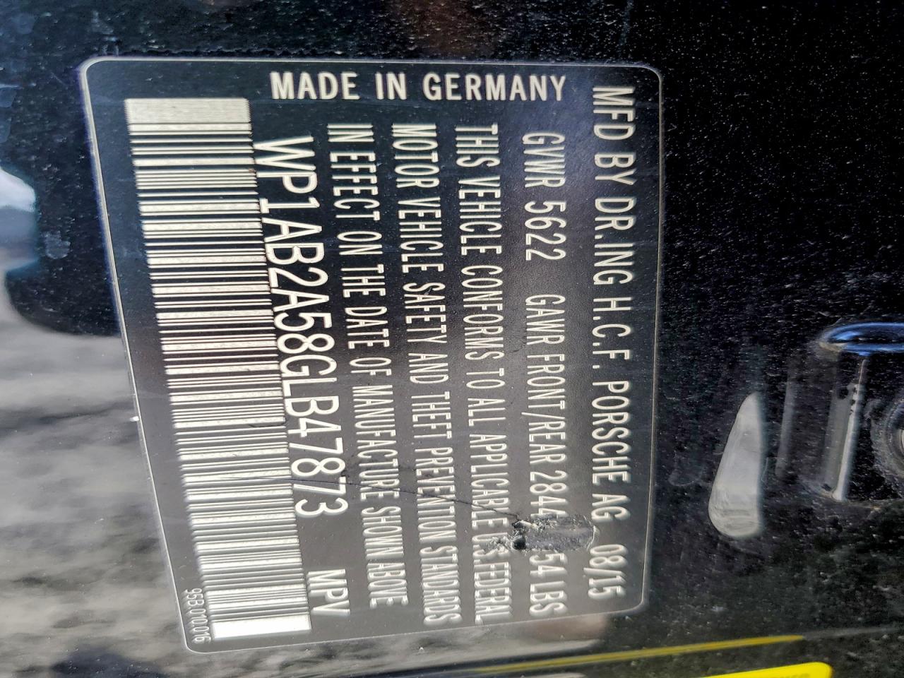 2016 Porsche Macan S VIN: WP1AB2A58GLB47873 Lot: 93866095