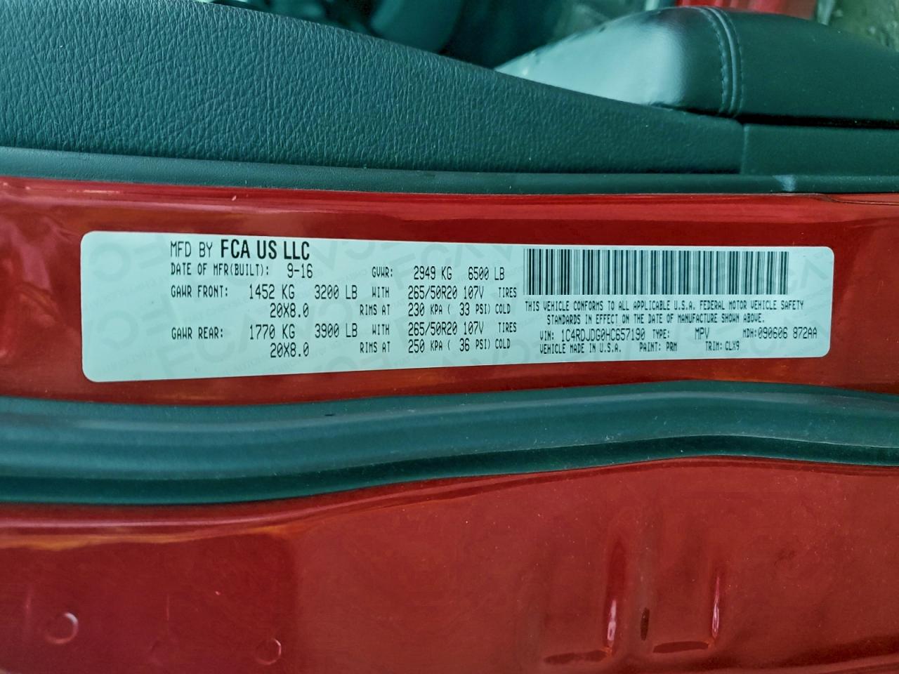 2017 Dodge Durango Gt VIN: 1C4RDJDG0HC657190 Lot: 93936055