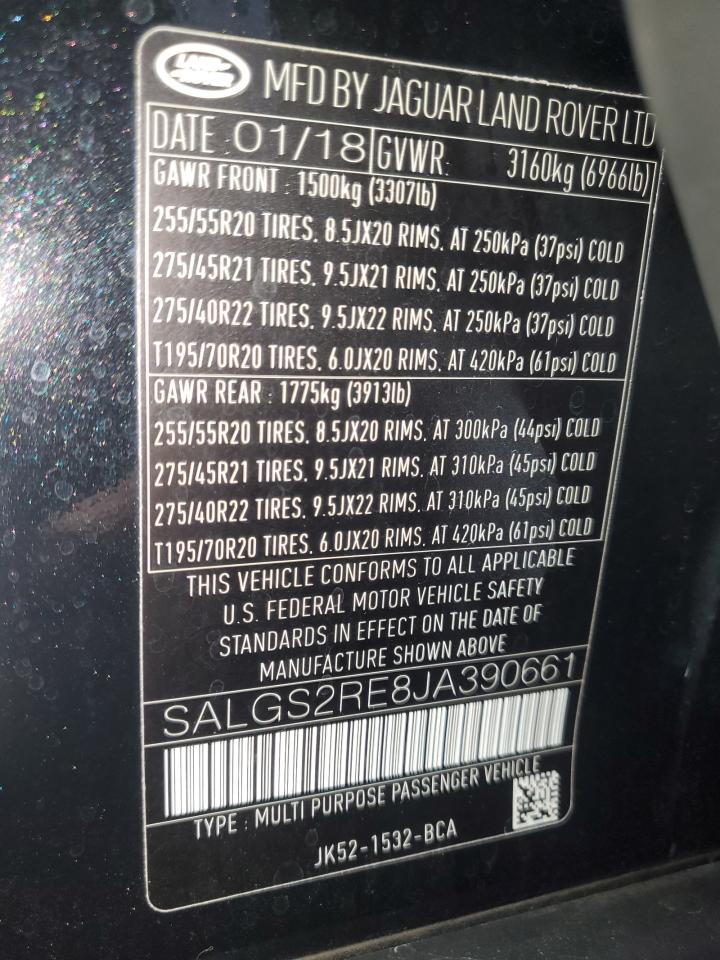 2018 Land Rover Range Rover Supercharged VIN: SALGS2RE8JA390661 Lot: 92756435