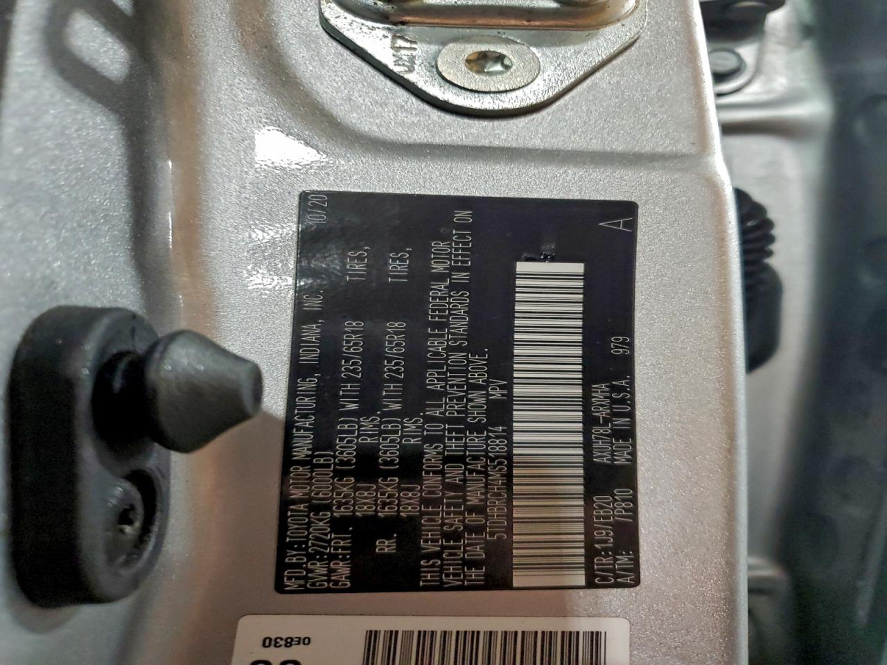 2021 Toyota Highlander Hybrid Xle VIN: 5TDHBRCH4MS518814 Lot: 94353045