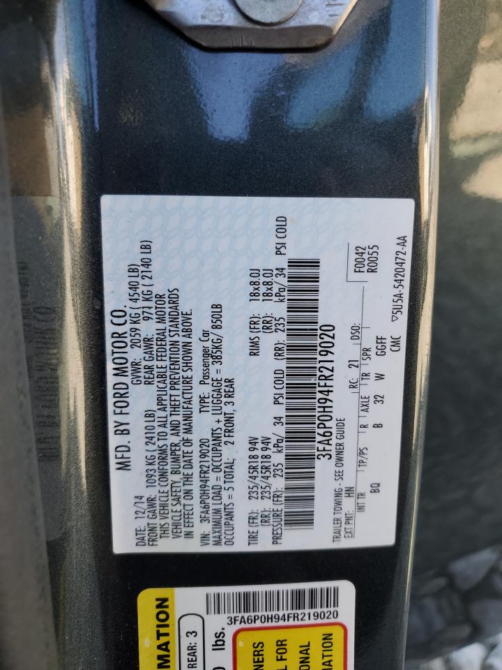 2015 Ford Fusion Se VIN: 3FA6P0H94FR219020 Lot: 92711805