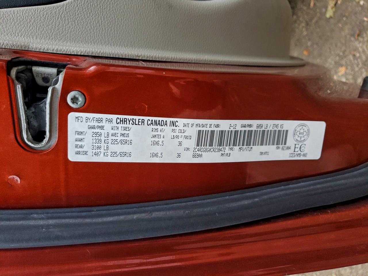 2012 Dodge Grand Caravan Se VIN: 2C4RDGBG0CR238472 Lot: 94269205