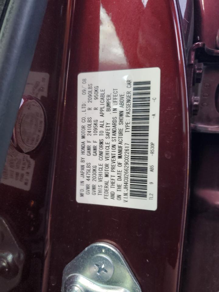 2009 Acura Tsx VIN: JH4CU26629C022617 Lot: 93352895